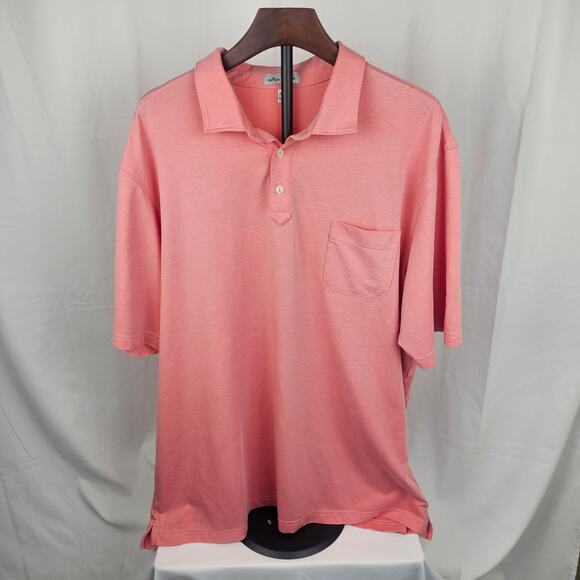 Premium Peter Millar Polo Shirt Coral Cotton Blend XXL Peru Golf Leisure - Picture 1 of 3